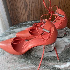Calvin Klein Lace-up Pumps w/ Metal Heel